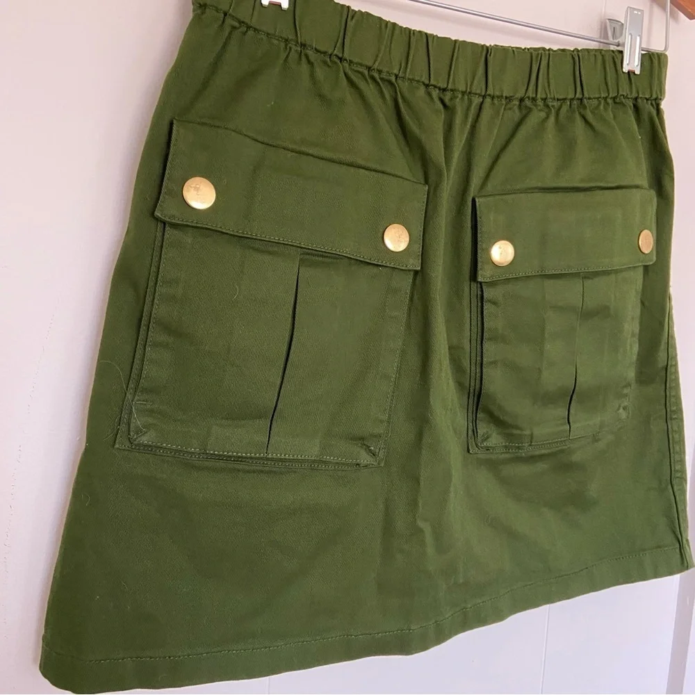 J Crew pine green cotton blend cargo pocket miniskirt #L6912 small‎